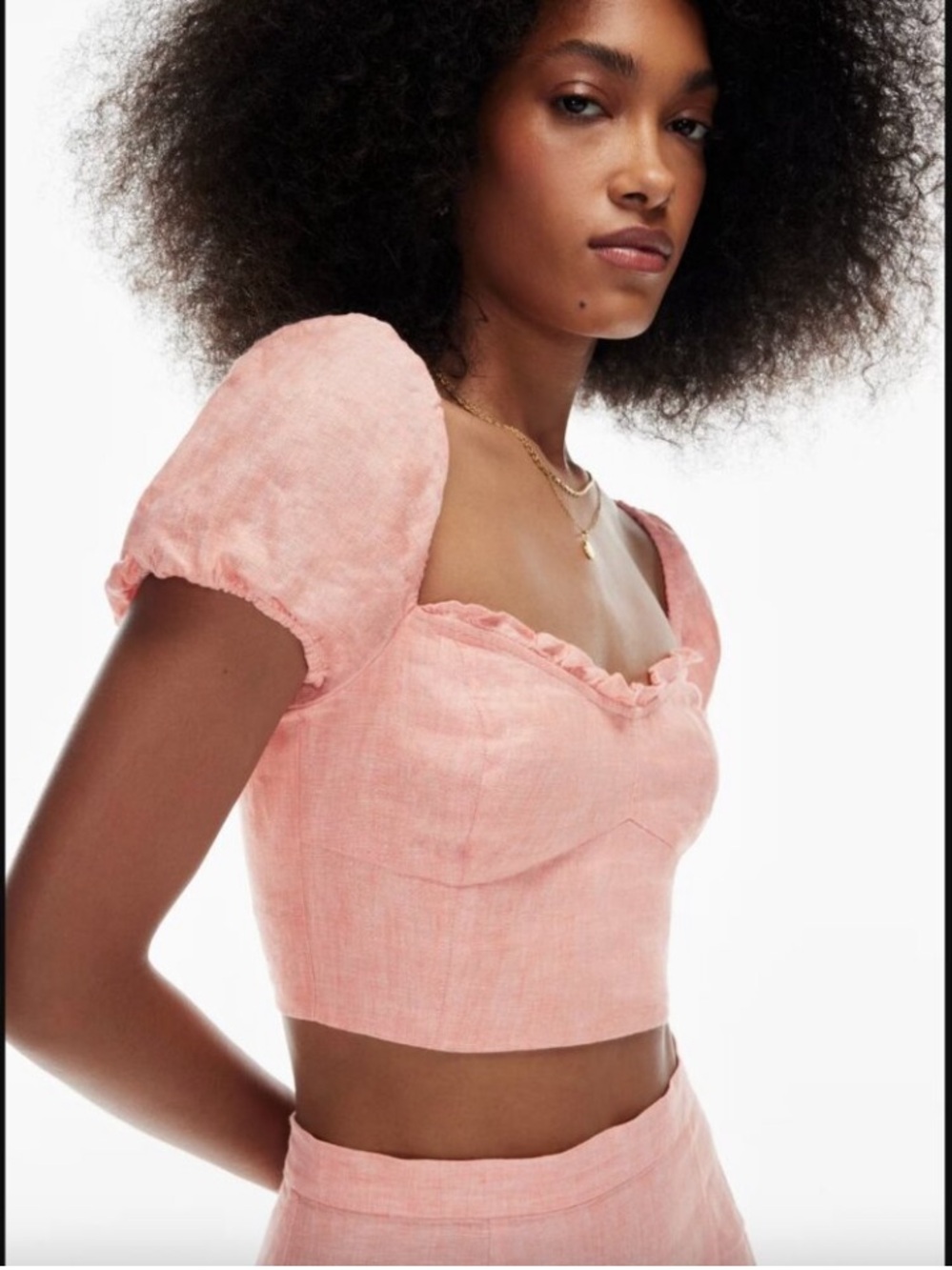 Aritzia Wilfred Wander  Linen Crop Top Coral Size Medium